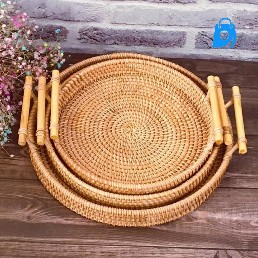 Bandeja Artesanal em Rattan + FRETE GRÁTIS - Electshop
