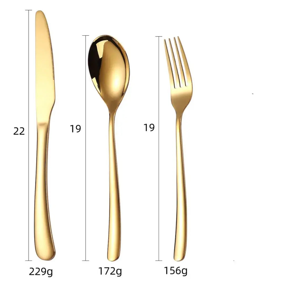 Conjunto 18 Peças Talheres Ouro De Aço Inox - LuxCutlery 18K