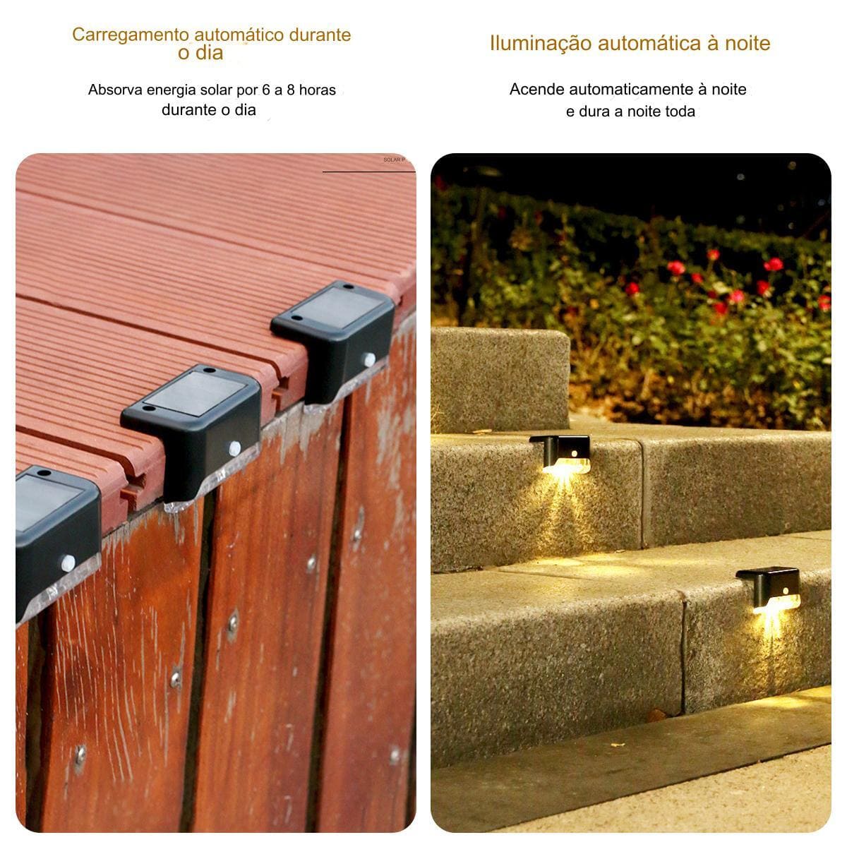 Kit Iluminação Solar Deck Escadas Muro Corrimão [Instalação Fácil]