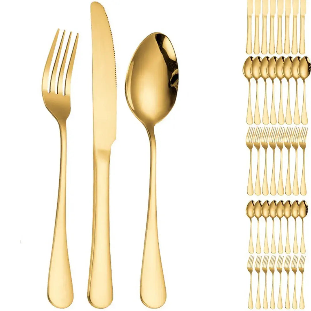 Conjunto 18 Peças Talheres Ouro De Aço Inox - LuxCutlery 18K