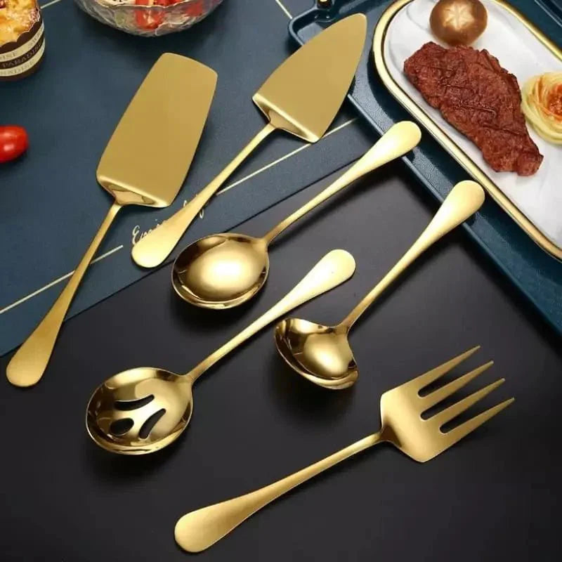 Kit Utensílios de Cozinha 6 Peças Inox Dourado - Electshop